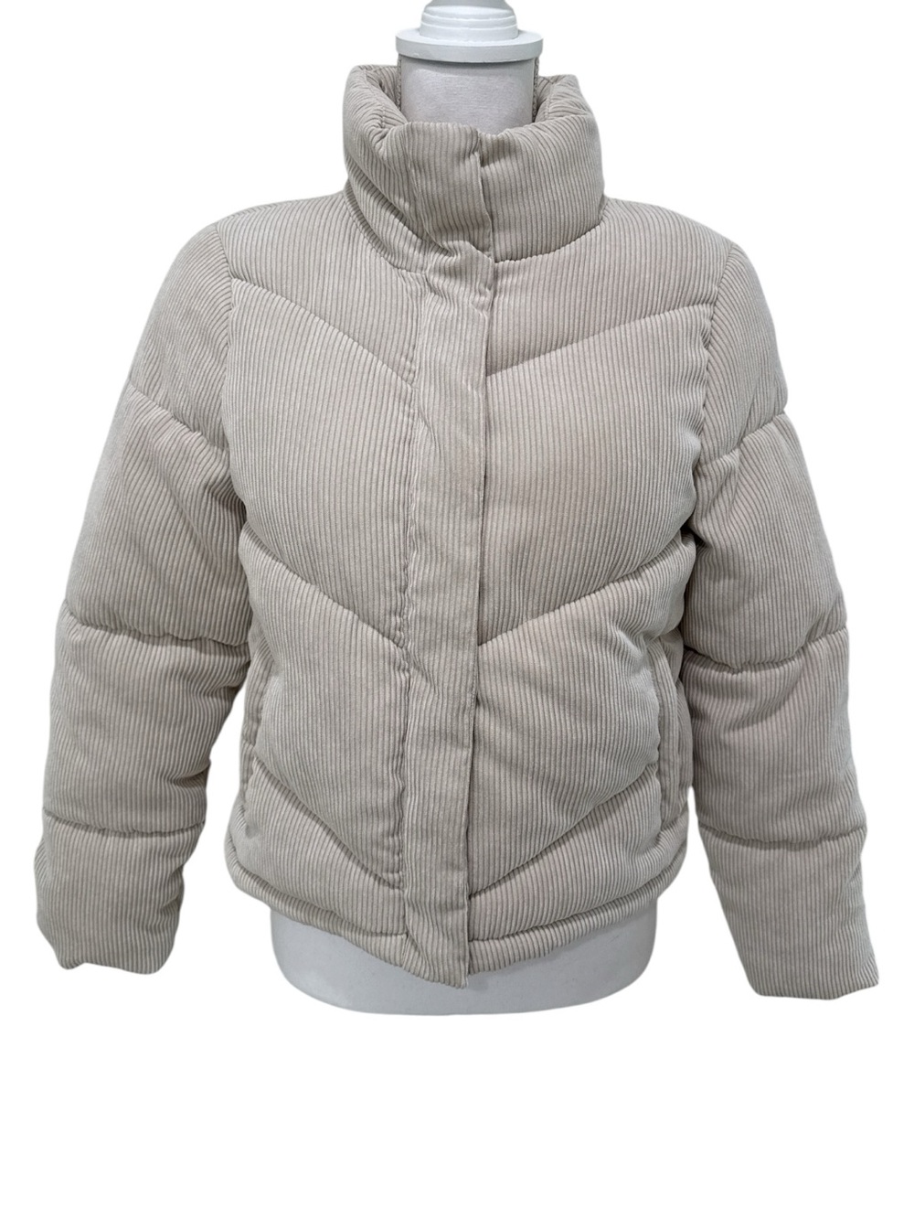 Ci Sono Beige Corduroy Puffer Jacket-Small